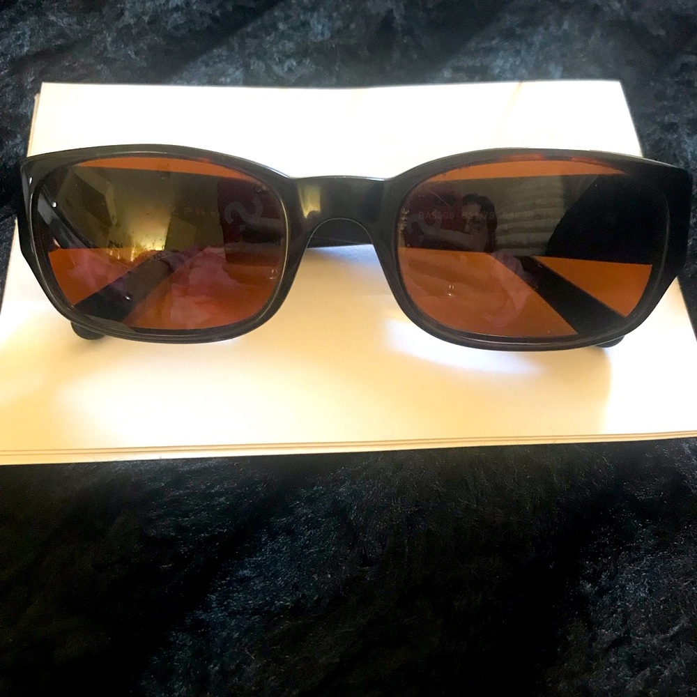 🟧Mens Vintage Ralph Lauren RA5009 Dark Tort RectangleSunglasses /Orange Lenses